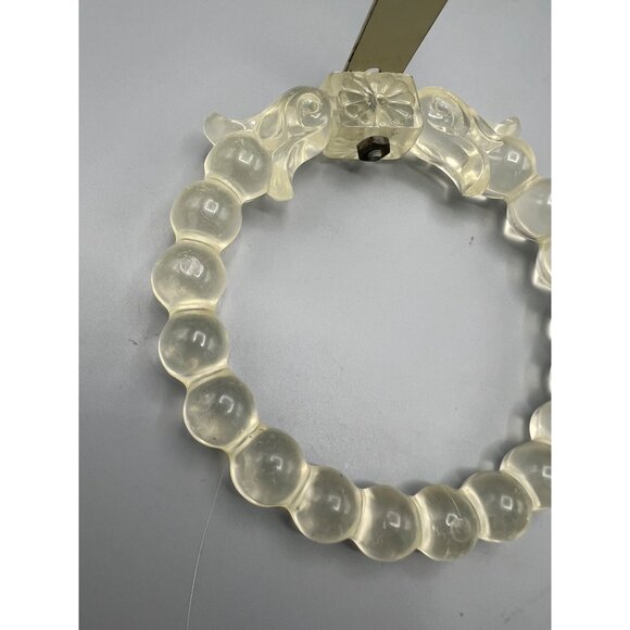 Art Deco Lucite Curtain Tiebacks Beaded Floral Design & Metal Mounting Brackets* - Picture 12 of 16